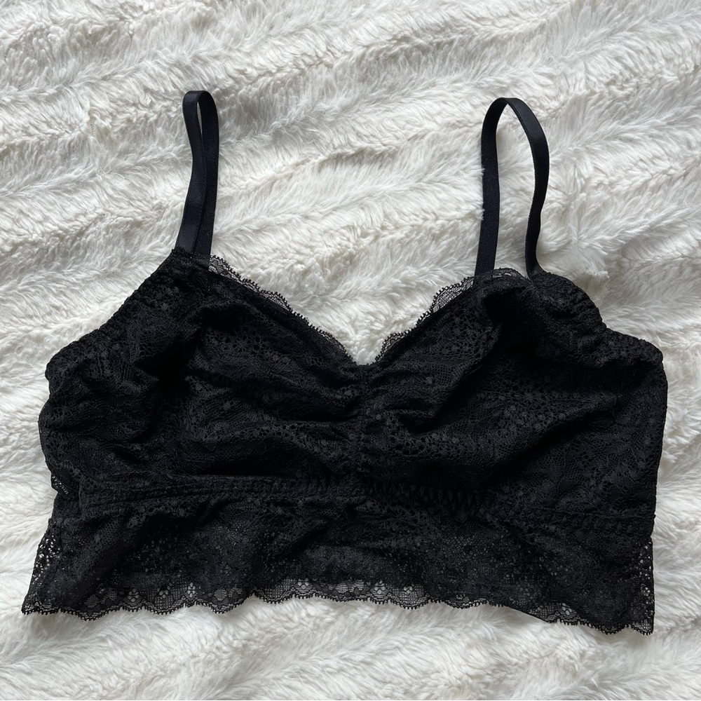 VS PINK Black Lace Unlined Bralette